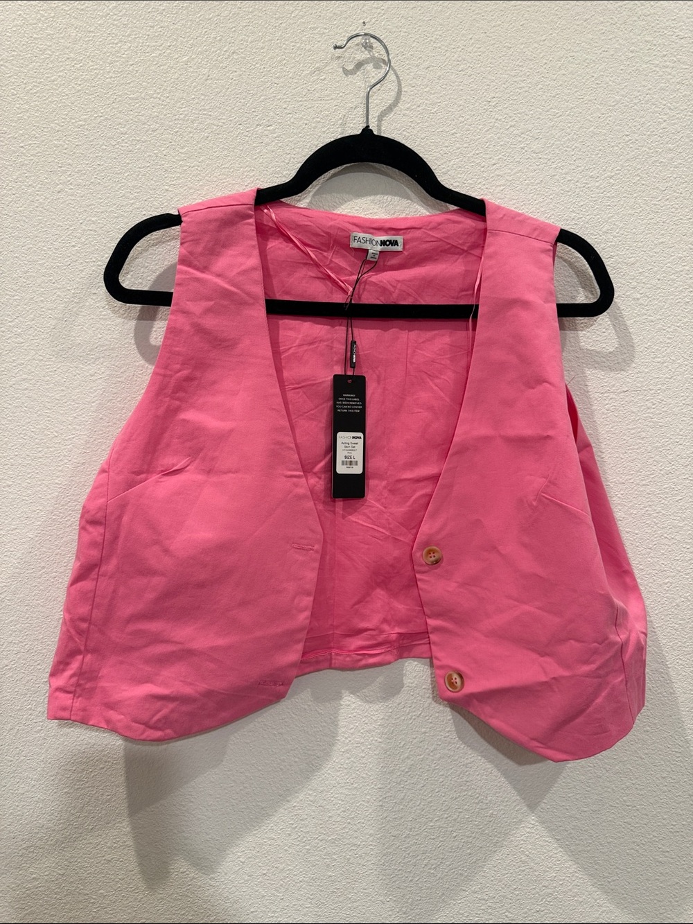 Fashion Nova Pink Button-Front Sleeveless Vest